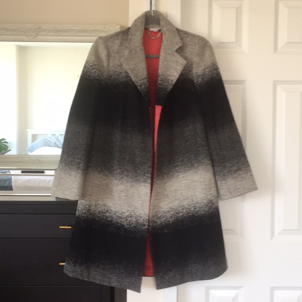 A Pea in the Pod Women's Ombre Black Gray White Pea Coat